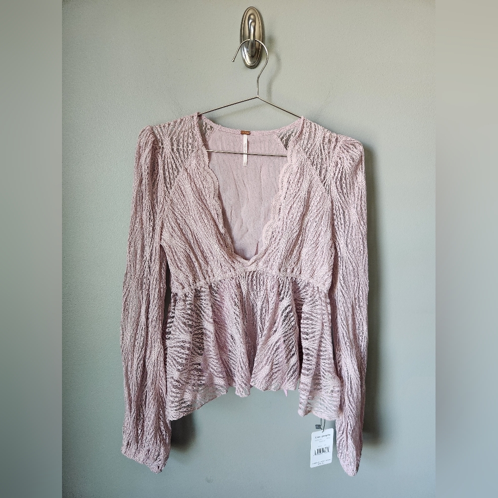 Free People Luisa Lavender Lace Babydoll Top Size XS NWT